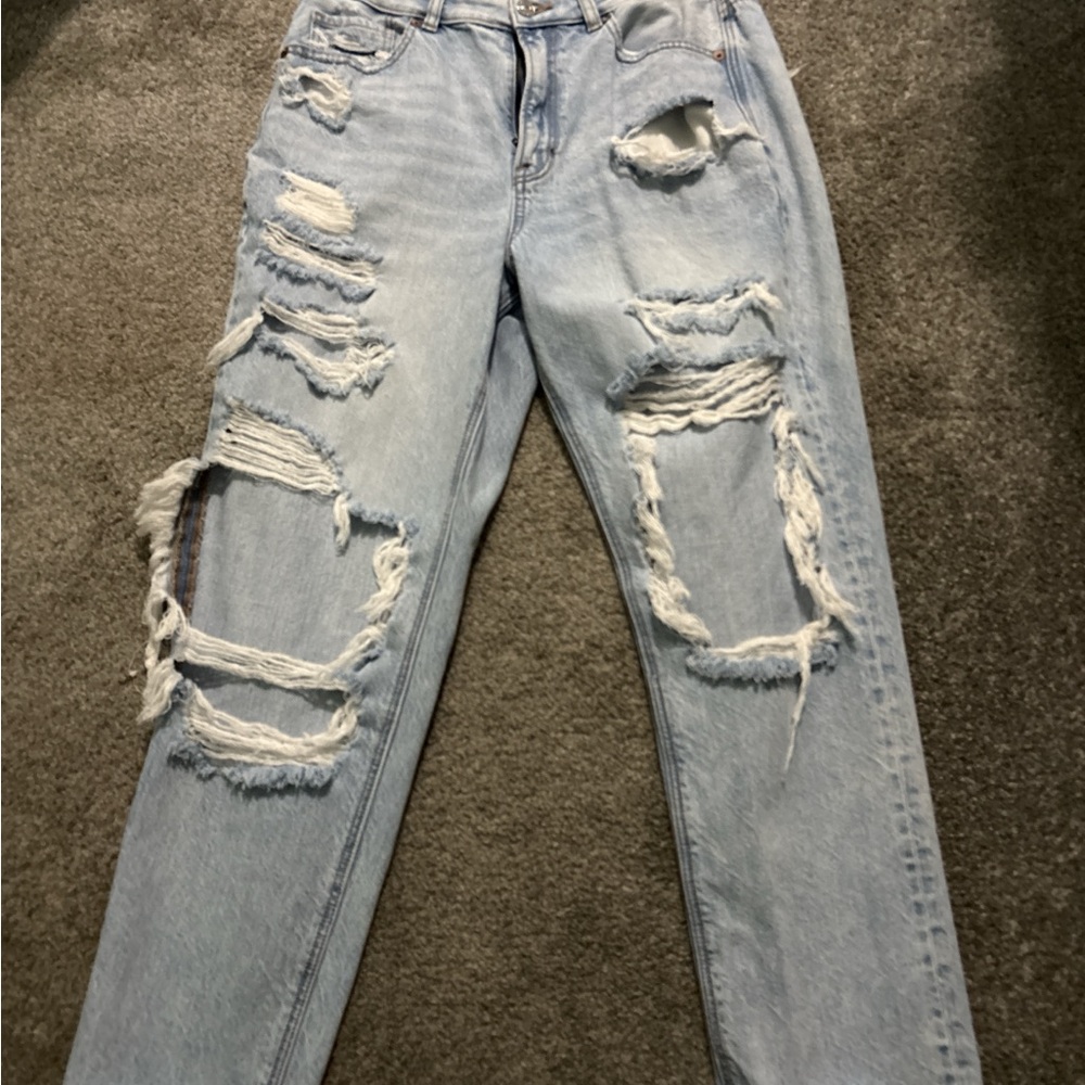 American Eagle Outfitters Ripped Light Blue Boyfriend Jeans